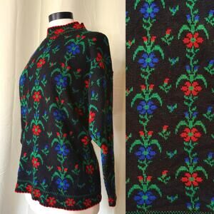 VTG 80s Justin Allen Xtra Floral Knit Sweater